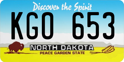 ND license plate KGO653