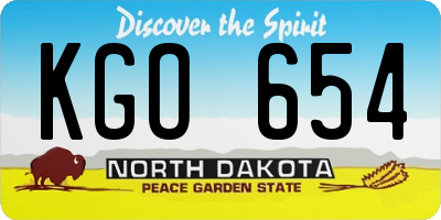 ND license plate KGO654