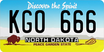 ND license plate KGO666