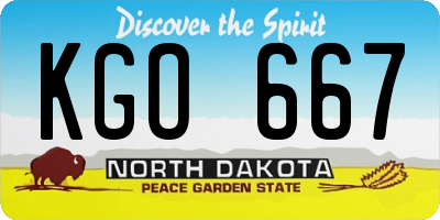 ND license plate KGO667