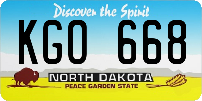 ND license plate KGO668