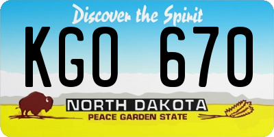 ND license plate KGO670