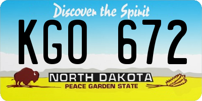 ND license plate KGO672