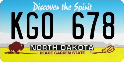 ND license plate KGO678