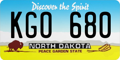ND license plate KGO680