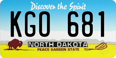 ND license plate KGO681