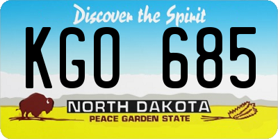 ND license plate KGO685