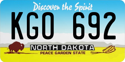 ND license plate KGO692