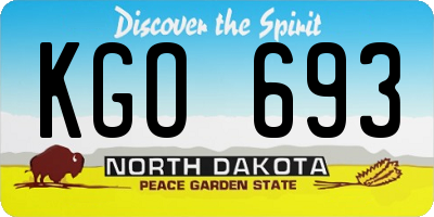 ND license plate KGO693