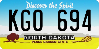 ND license plate KGO694