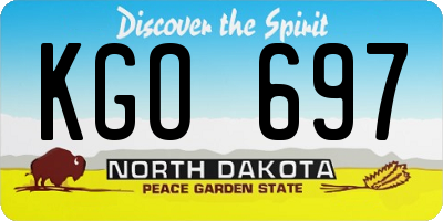 ND license plate KGO697