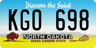 ND license plate KGO698