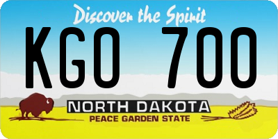 ND license plate KGO700
