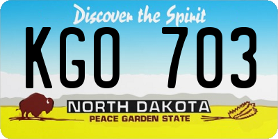 ND license plate KGO703