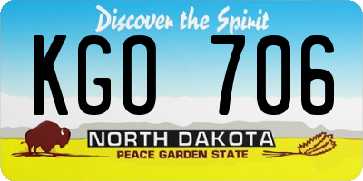 ND license plate KGO706