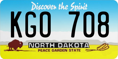 ND license plate KGO708