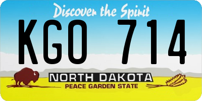 ND license plate KGO714