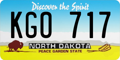 ND license plate KGO717