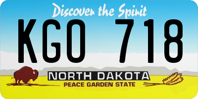 ND license plate KGO718