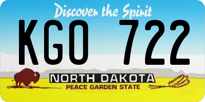ND license plate KGO722
