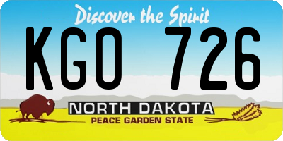 ND license plate KGO726