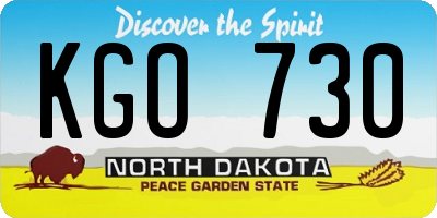 ND license plate KGO730