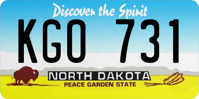ND license plate KGO731