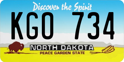 ND license plate KGO734