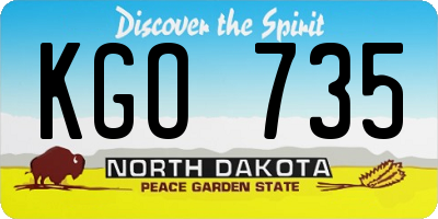 ND license plate KGO735