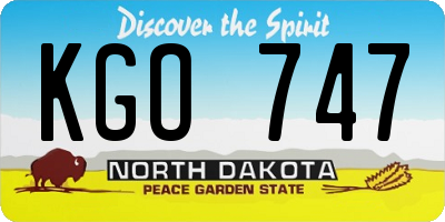 ND license plate KGO747