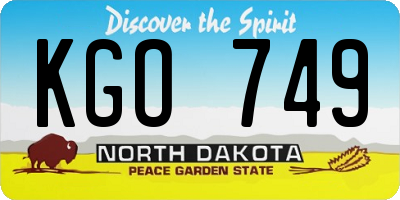 ND license plate KGO749
