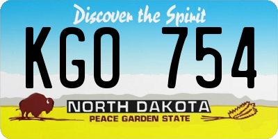 ND license plate KGO754