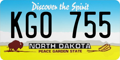 ND license plate KGO755