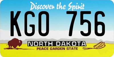 ND license plate KGO756