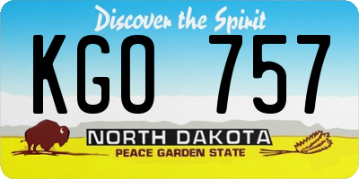 ND license plate KGO757