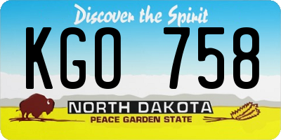 ND license plate KGO758