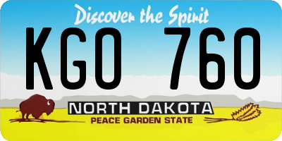 ND license plate KGO760