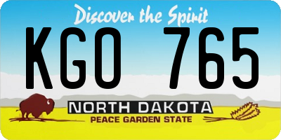 ND license plate KGO765