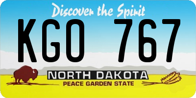 ND license plate KGO767
