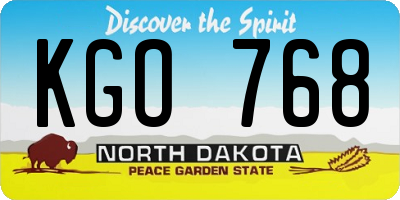 ND license plate KGO768