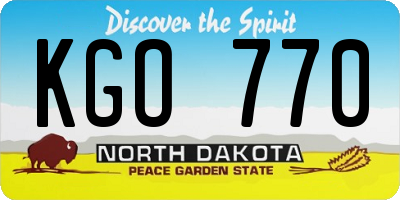 ND license plate KGO770