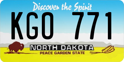 ND license plate KGO771