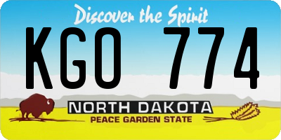 ND license plate KGO774