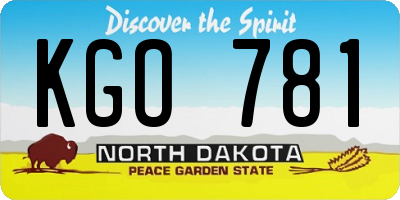 ND license plate KGO781