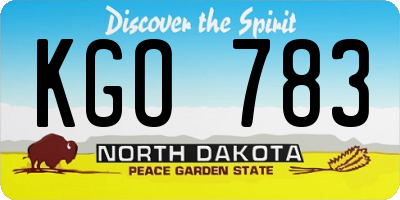 ND license plate KGO783