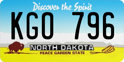 ND license plate KGO796