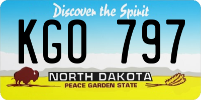 ND license plate KGO797
