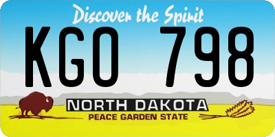 ND license plate KGO798