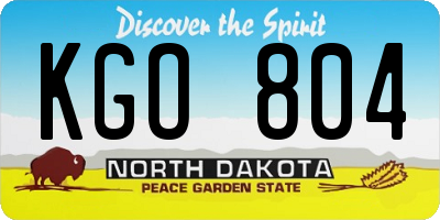 ND license plate KGO804