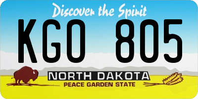 ND license plate KGO805